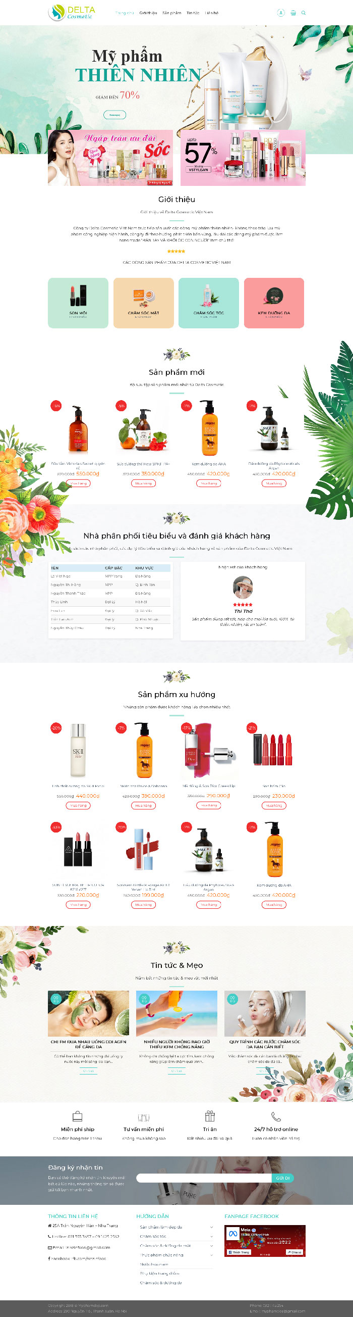 Ảnh chụp toàn trang giao diện website bán mỹ phẩm đẹp H1890