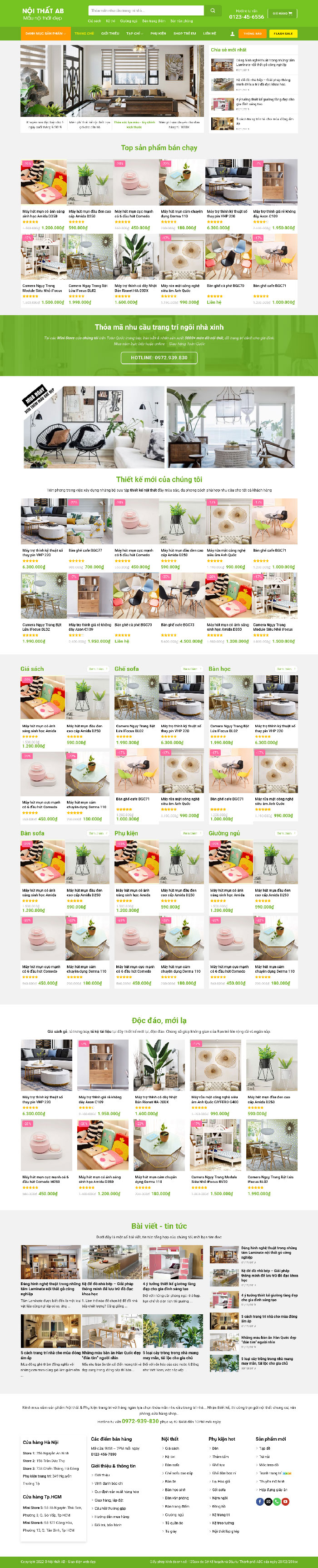 Ảnh chụp toàn trang giao diện website bán nội thất bàn ghế H2059