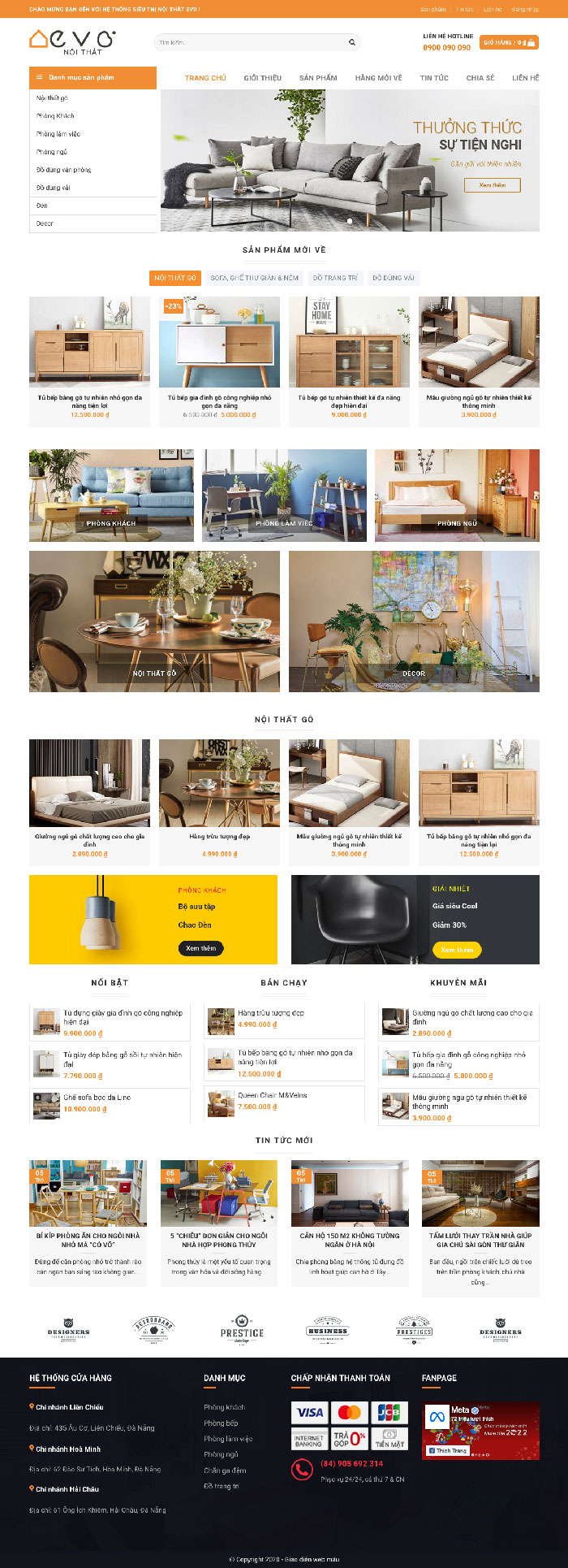 Ảnh chụp toàn trang giao diện website bán nội thất gỗ H1929