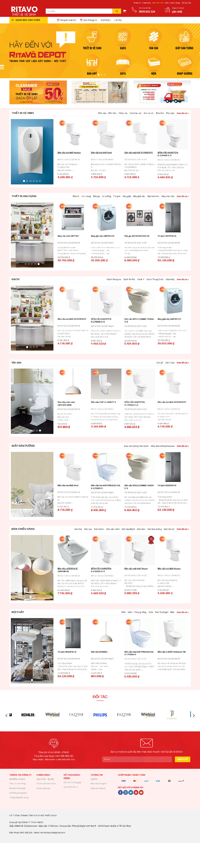 Ảnh chụp toàn trang giao diện website bán thiết bị vệ sinh H2003