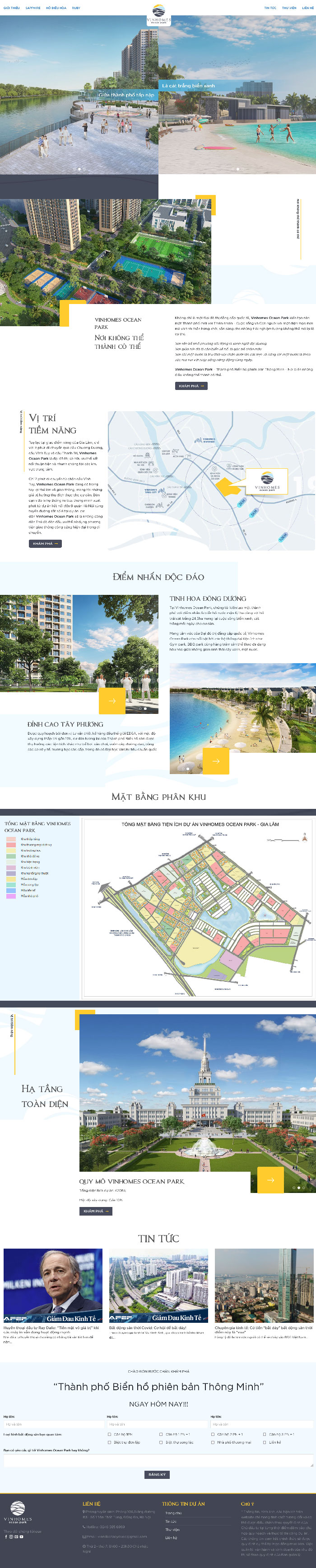 Ảnh chụp toàn trang giao diện website bất động sản Vinhomes H2009