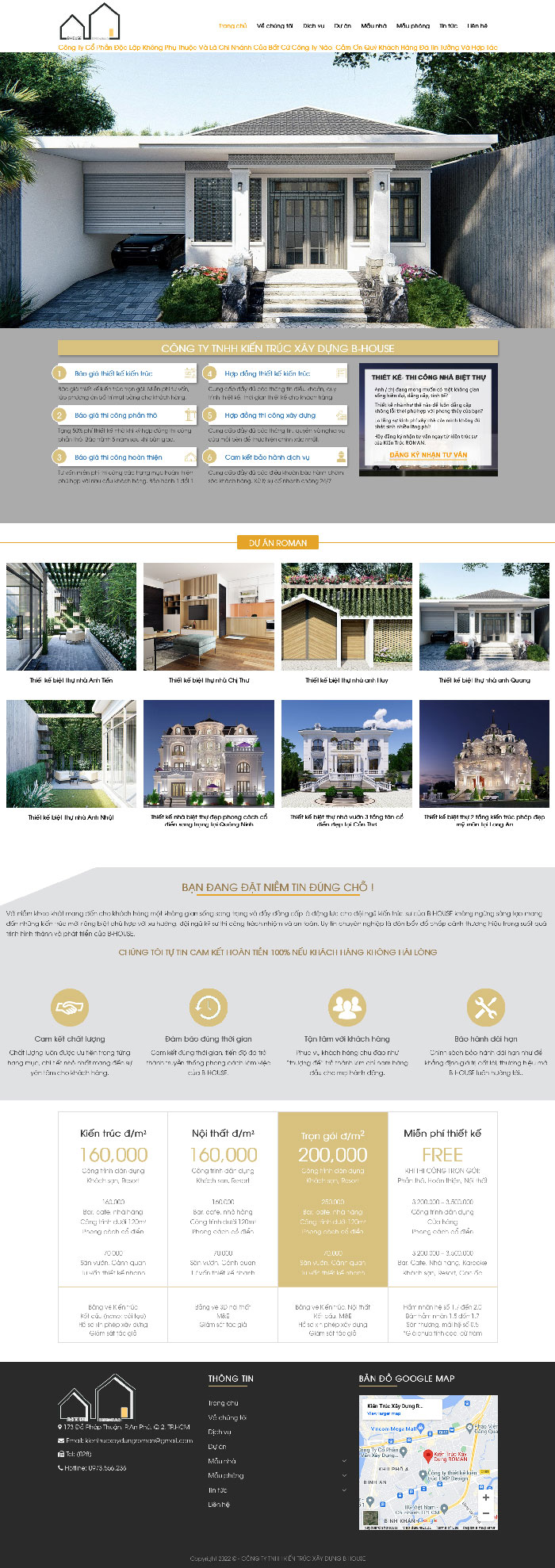 Ảnh chụp toàn trang giao diện website công ty thiết kế xây dựng D1905
