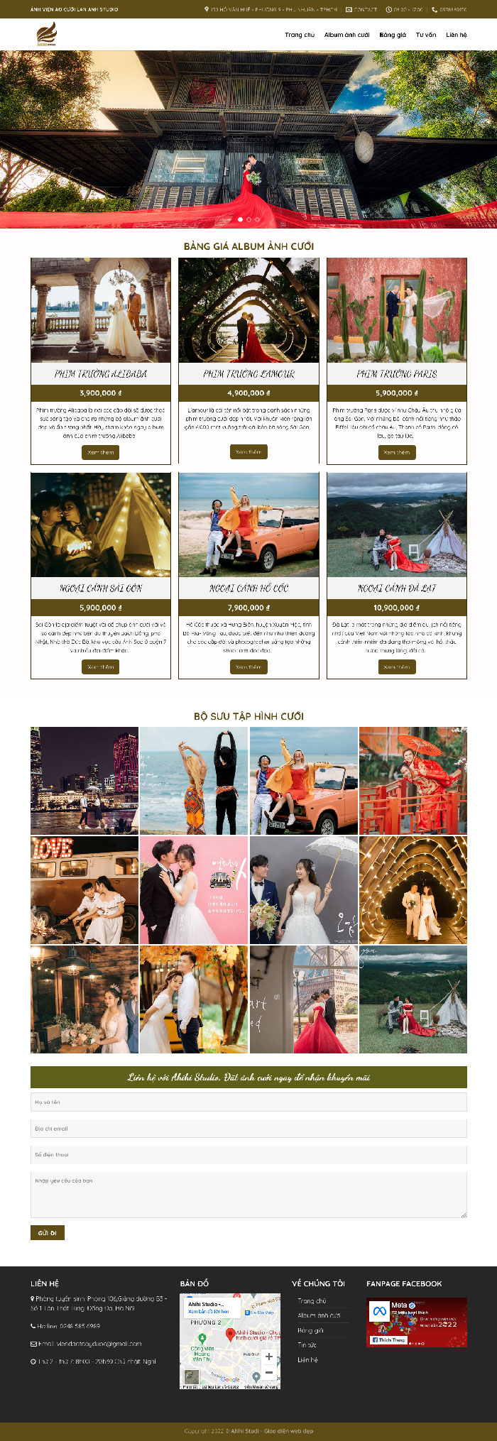 Ảnh chụp toàn trang giao diện website dịch vụ chụp ảnh cưới D2012