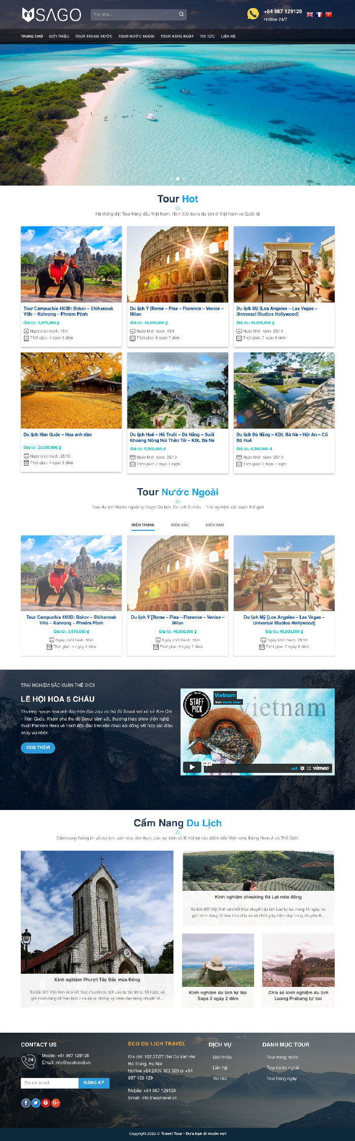 Ảnh chụp toàn trang giao diện website du lịch đặt tour Sago D2104
