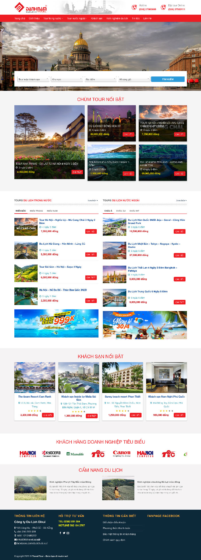 Ảnh chụp toàn trang giao diện website du lịch đặt tour Travel D1982