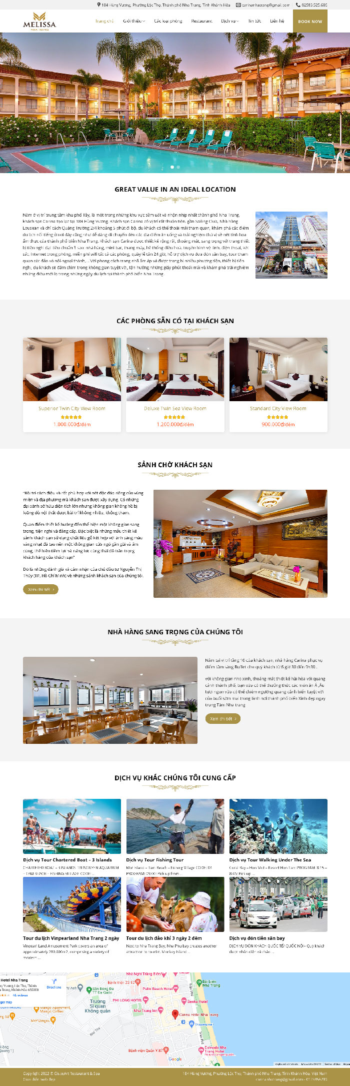 Ảnh chụp toàn trang giao diện website khách sạn Nha Trang D2077