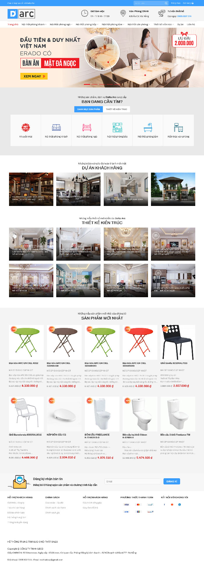 Ảnh chụp toàn trang giao diện website công ty thi công nội thất D2123