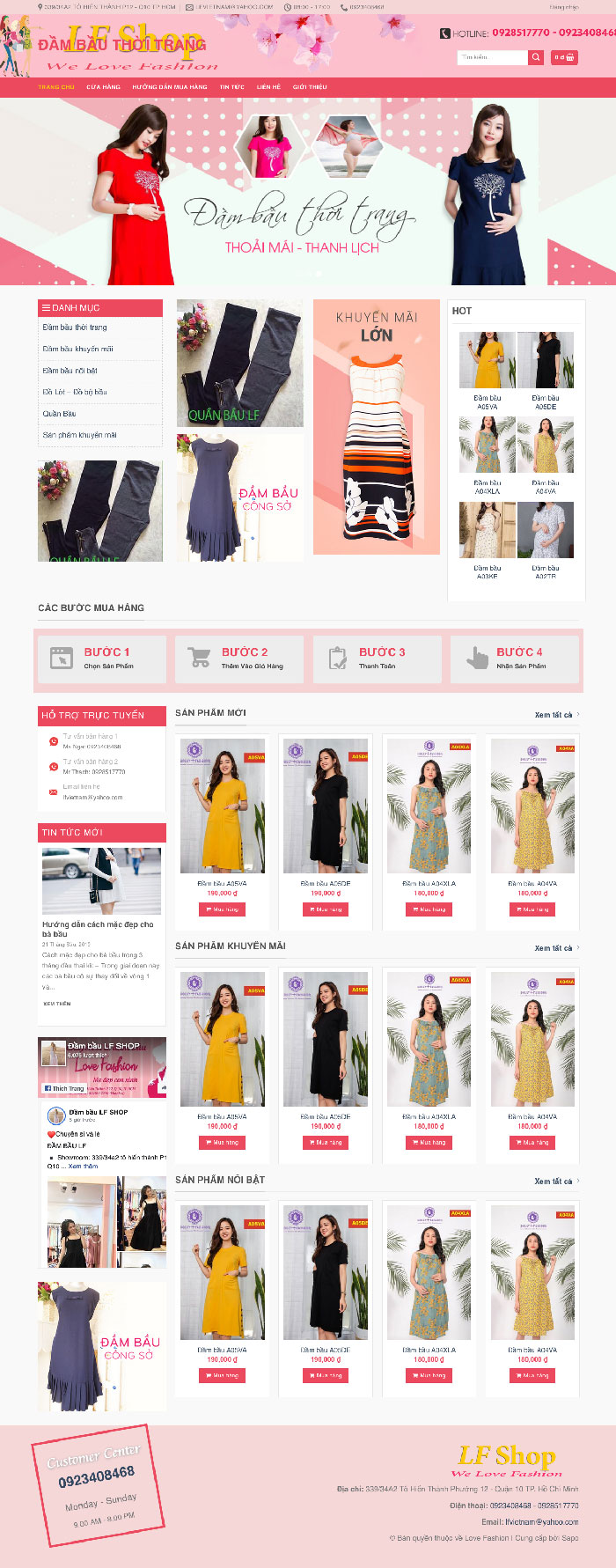 Ảnh chụp toàn trang giao diện website bán thời trang bầu H1963