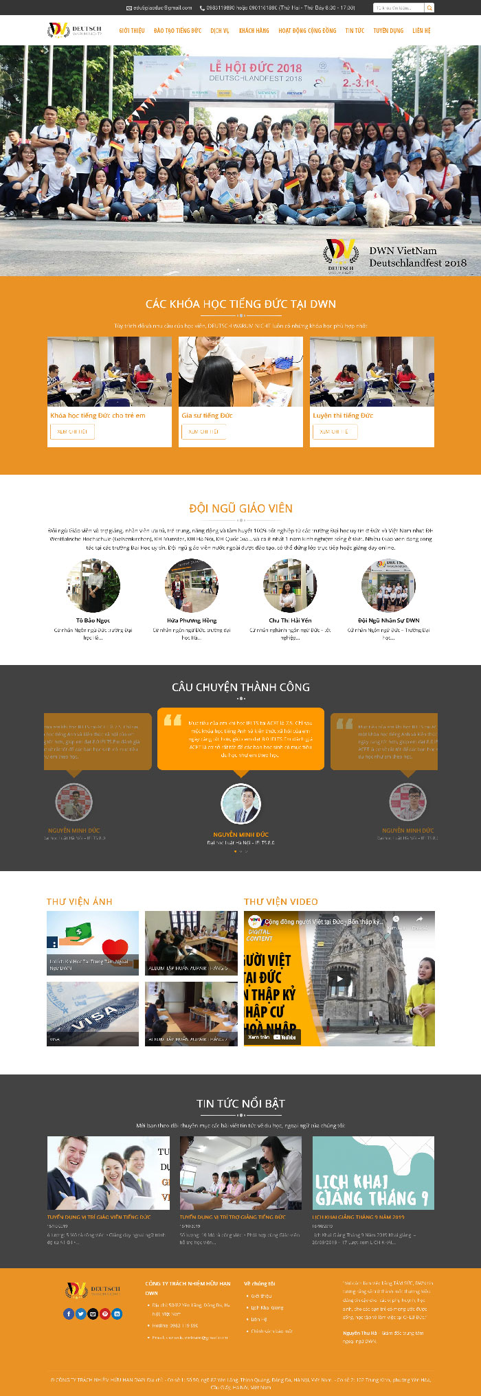Ảnh chụp toàn trang giao diện website trung tâm tiếng Đức D2050