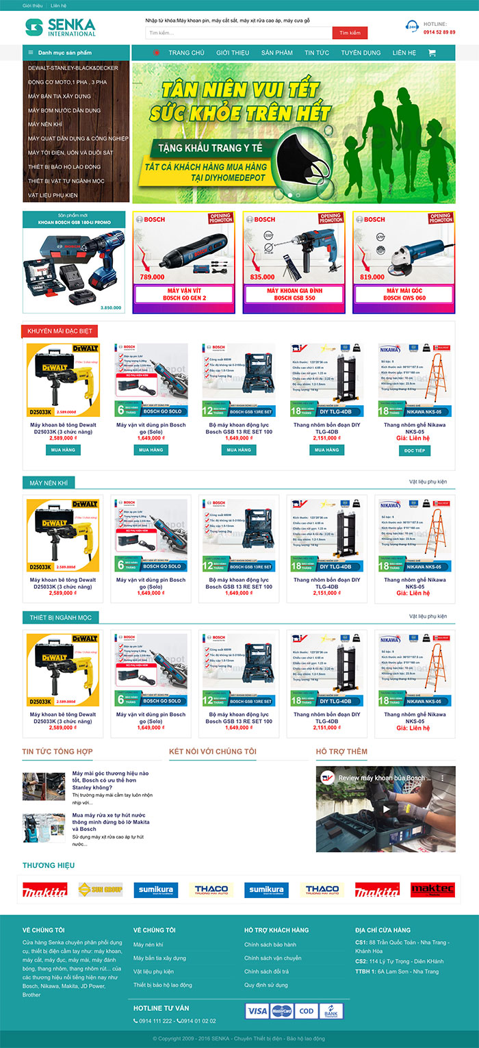 Ảnh chụp toàn trang giao diện website bán thiết bị điện cầm tay H2151