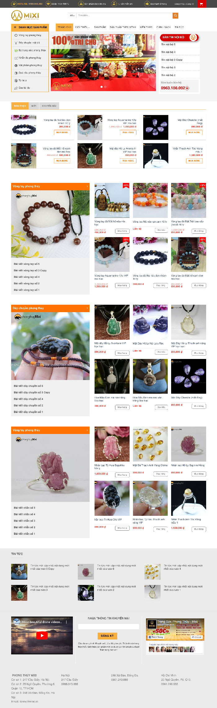 Ảnh chụp toàn trang giao diện website bán trang sức phong thuỷ H1170
