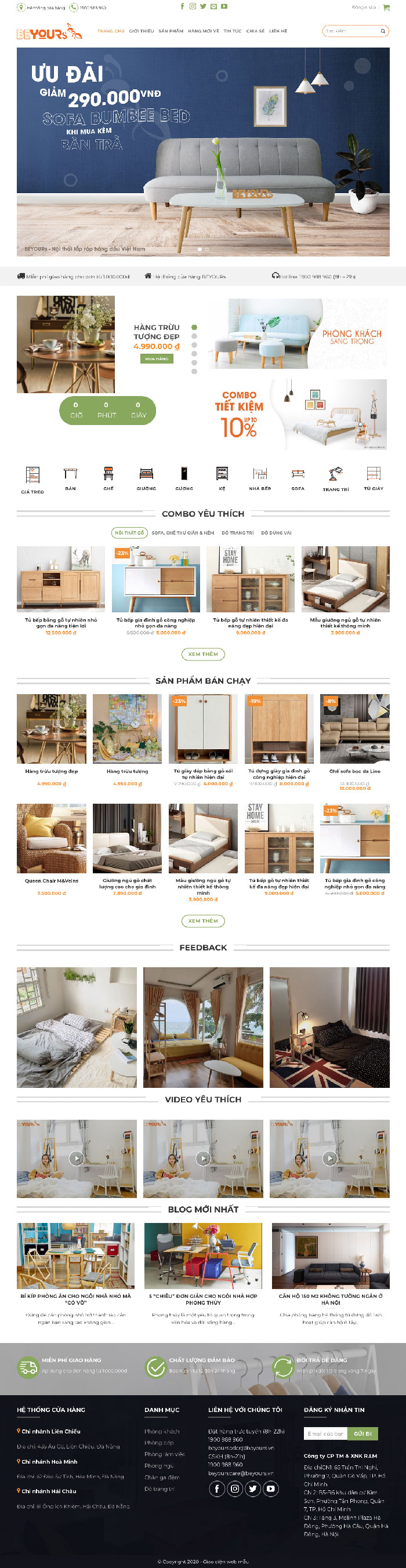 Ảnh chụp toàn trang giao diện website bán nội thất Your H1625