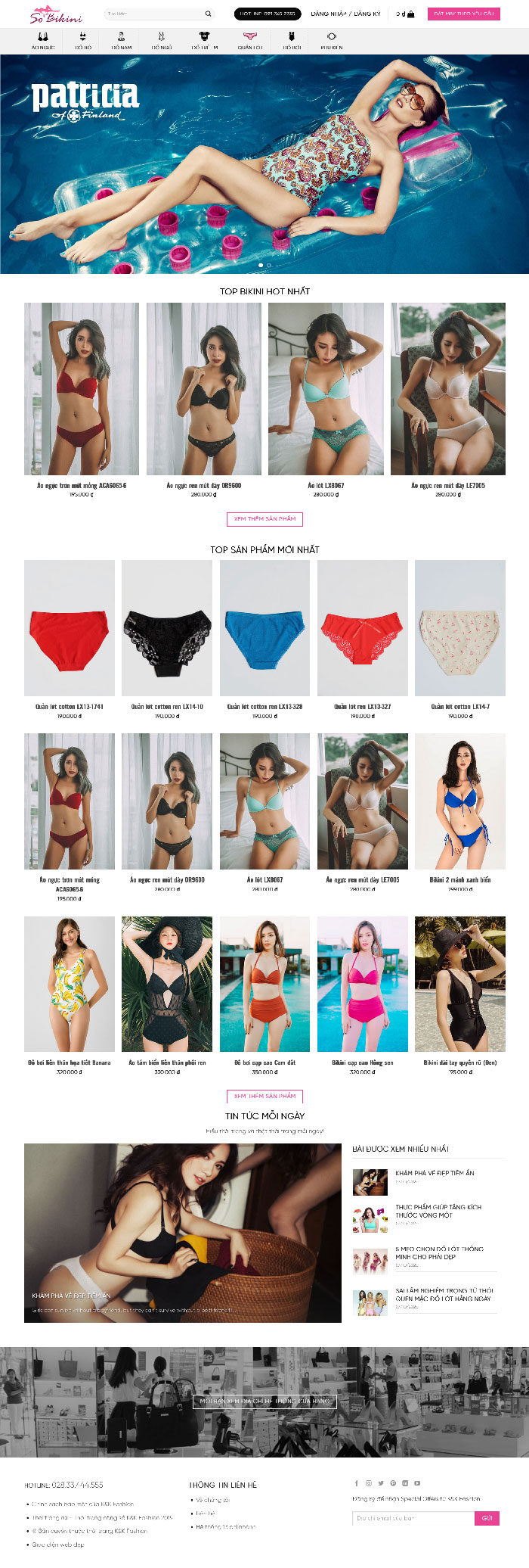 Ảnh chụp toàn trang giao diện website bán đồ lót bikini H1856