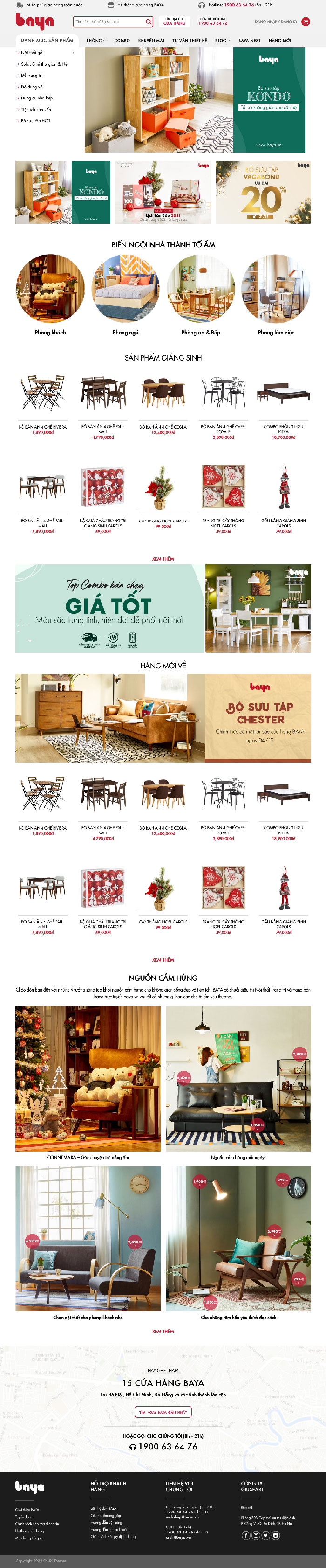 Ảnh chụp toàn trang giao diện website bán đồ nội thất H1673