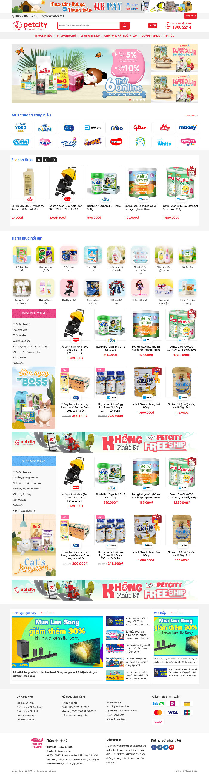 Ảnh chụp toàn trang giao diện website bán hàng nhiều sản phẩm H1676