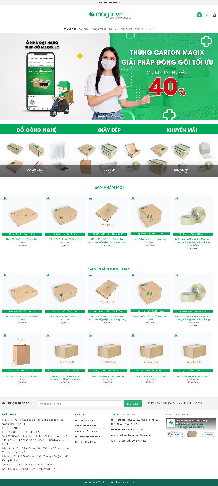 Ảnh chụp toàn trang giao diện website bán hộp carton H1634
