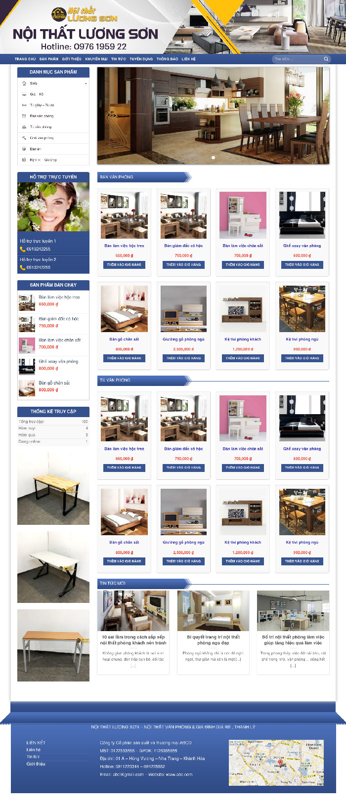 Ảnh chụp toàn trang giao diện website bán nội thất gia đình H1616