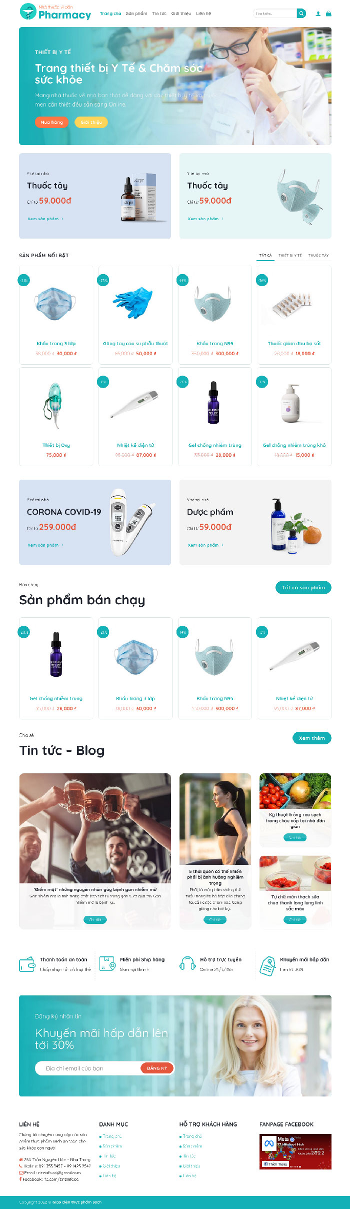 Ảnh chụp toàn trang giao diện website bán thiết bị y tế H1531