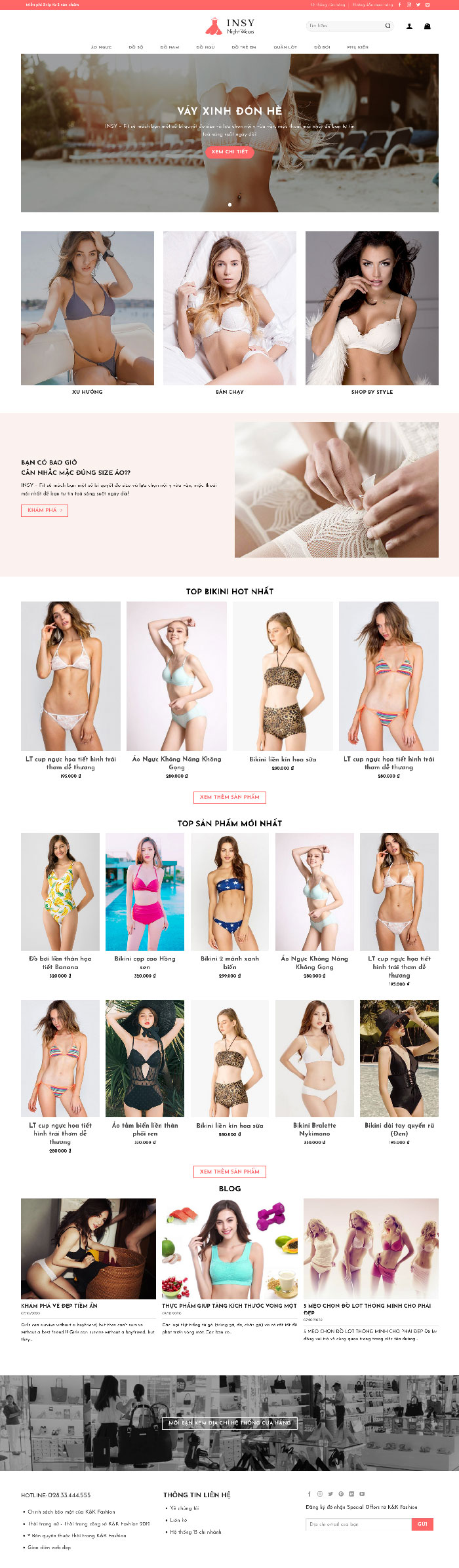 Ảnh chụp toàn trang giao diện website bán thời trang bikini H1631