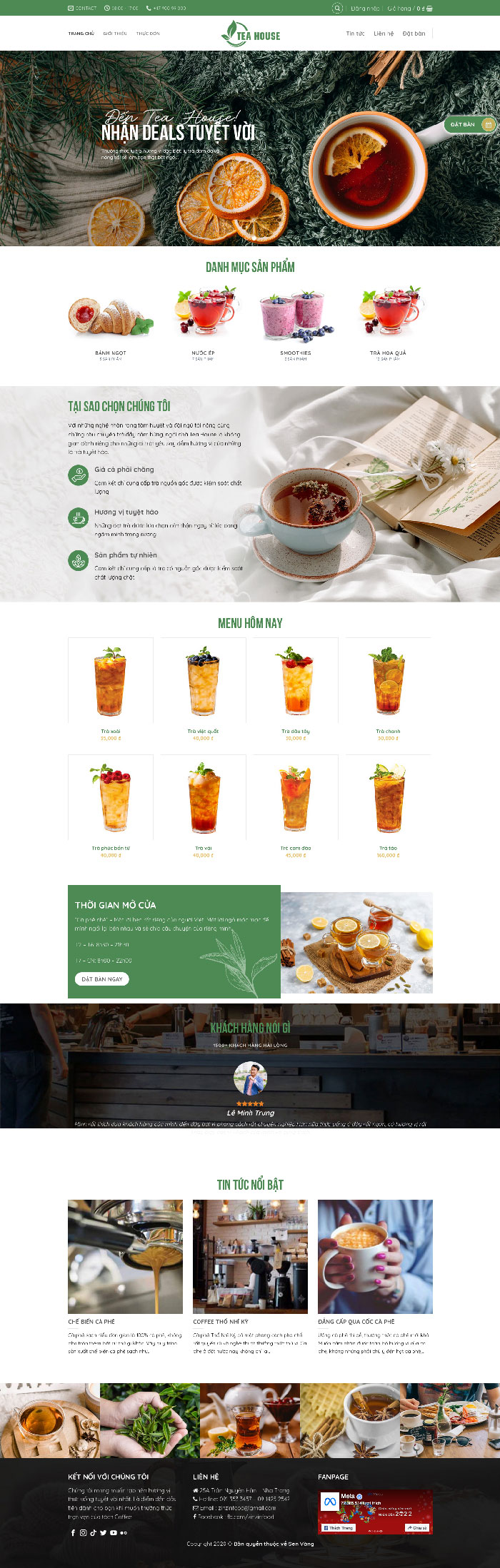 Ảnh chụp toàn trang giao diện website bán trà sữa H1643