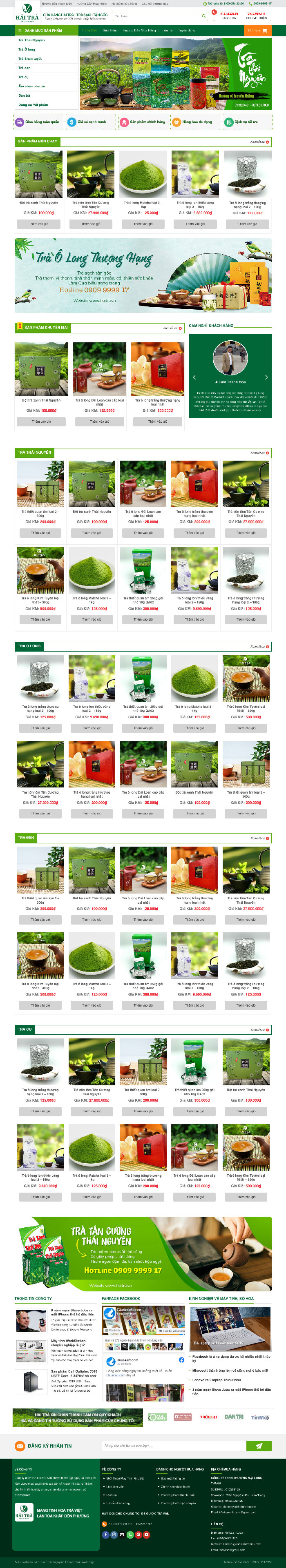 Ảnh chụp toàn trang giao diện website bán trà Thái Nguyên H1710