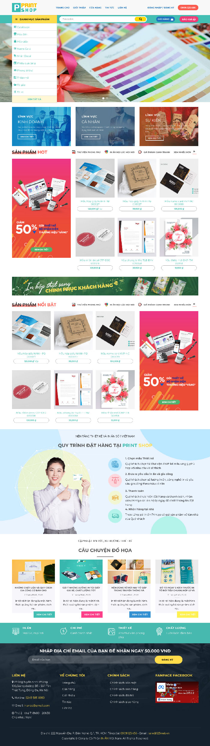 Ảnh chụp toàn trang giao diện website công ty in ấn H1865