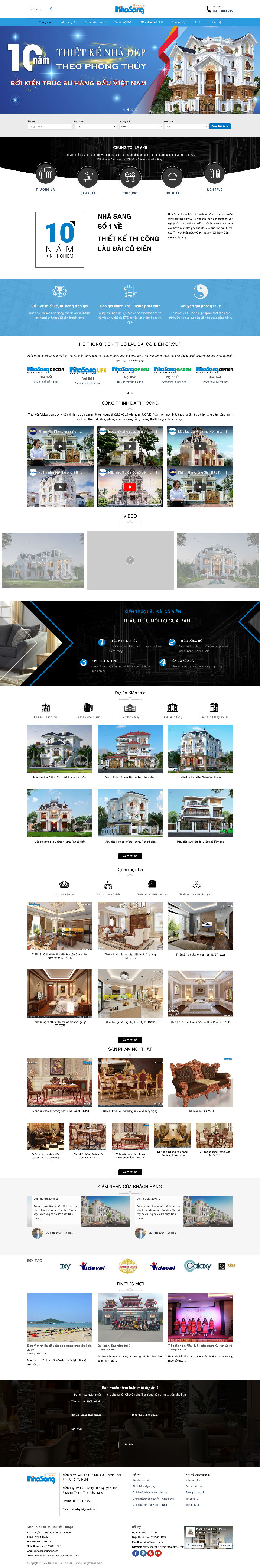 Ảnh chụp toàn trang giao diện website công ty thiết kế xây dựng D1810a
