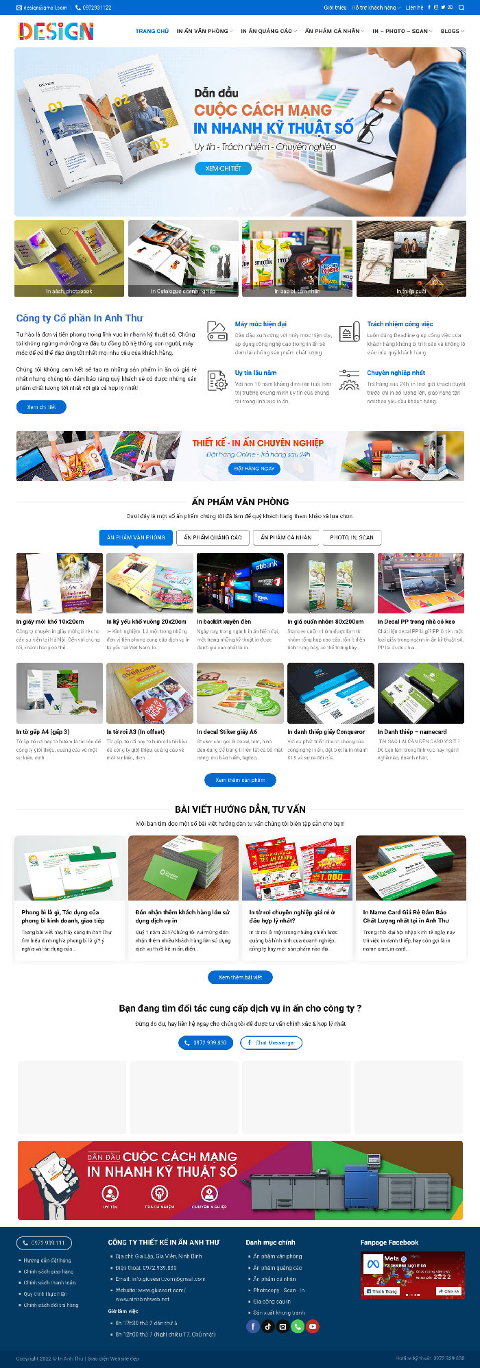 Ảnh chụp toàn trang giao diện website công ty thiết kế in ấn H1691