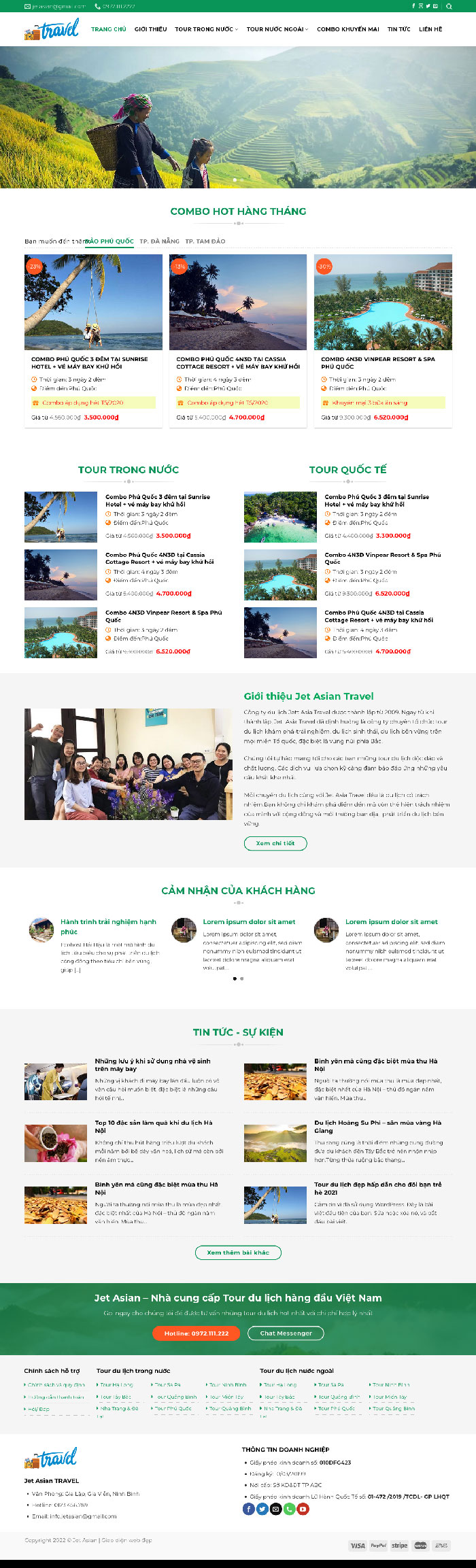 Ảnh chụp toàn trang giao diện website đặt tour du lịch Travel D1664
