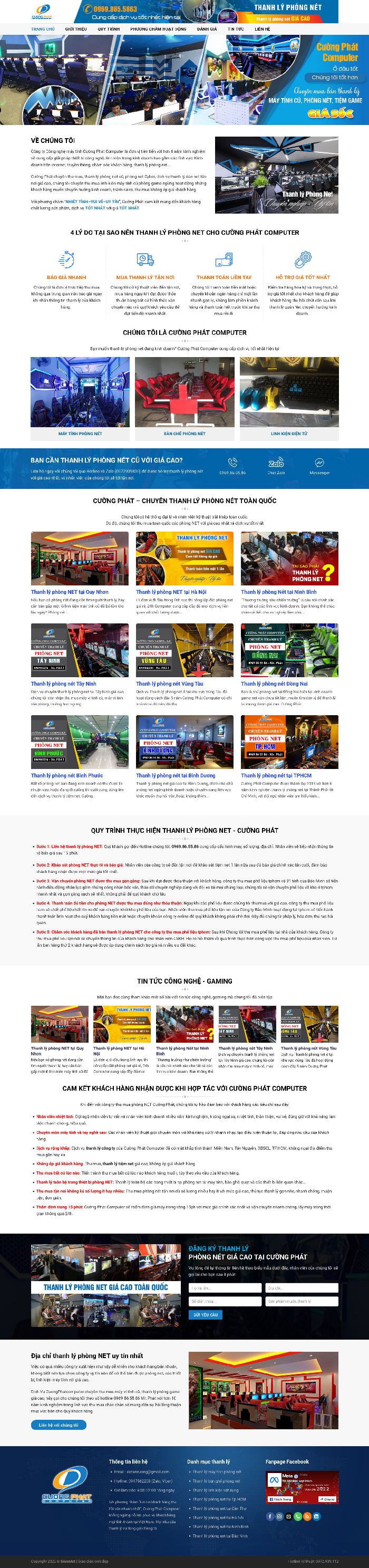 Ảnh chụp toàn trang giao diện website dịch vụ thanh lý phòng nét D1728