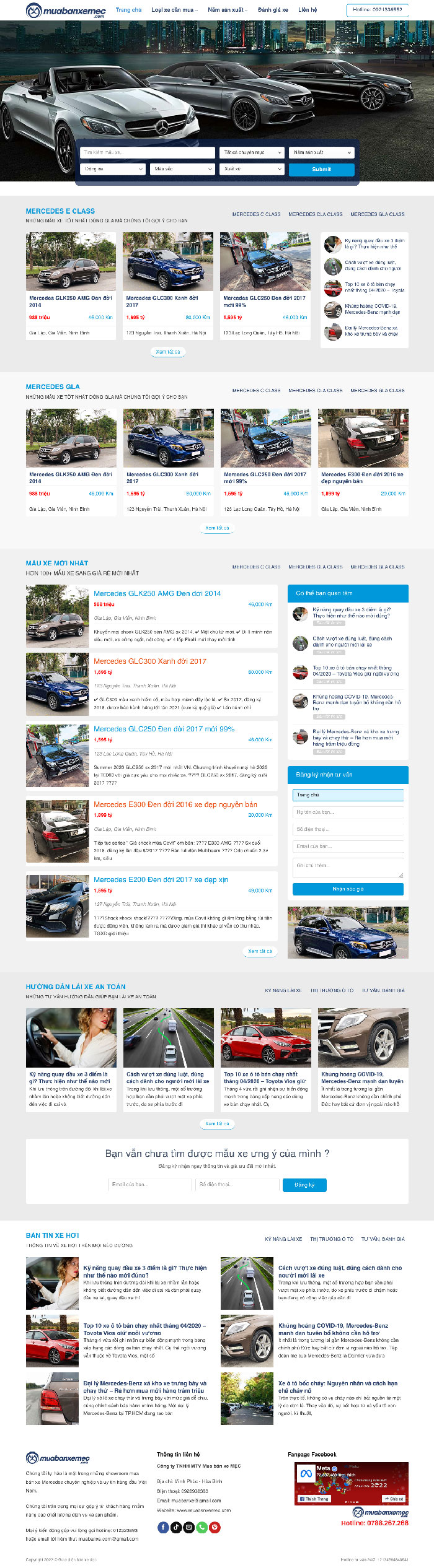 Ảnh chụp toàn trang giao diện website mua bán xe ô tô H1731