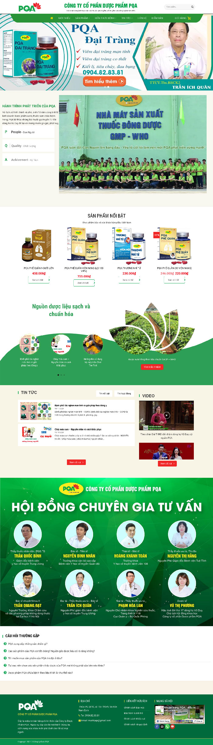 Ảnh chụp toàn trang giao diện website nhà thuốc dược phẩm H1589