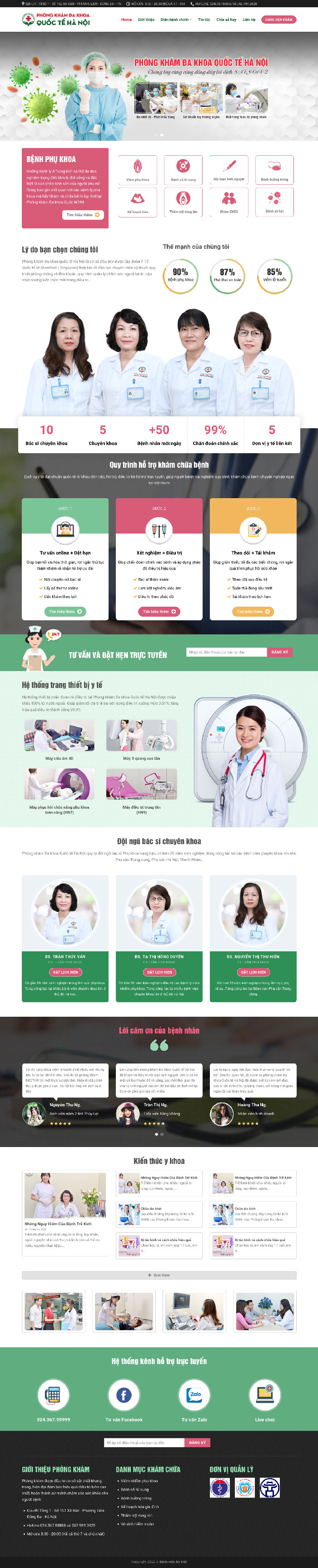 Ảnh chụp toàn trang giao diện website phòng khám đa khoa D1670