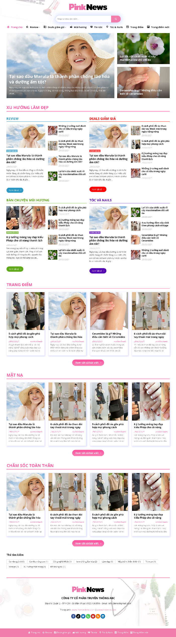 Ảnh chụp toàn trang giao diện website tin tức review D1613