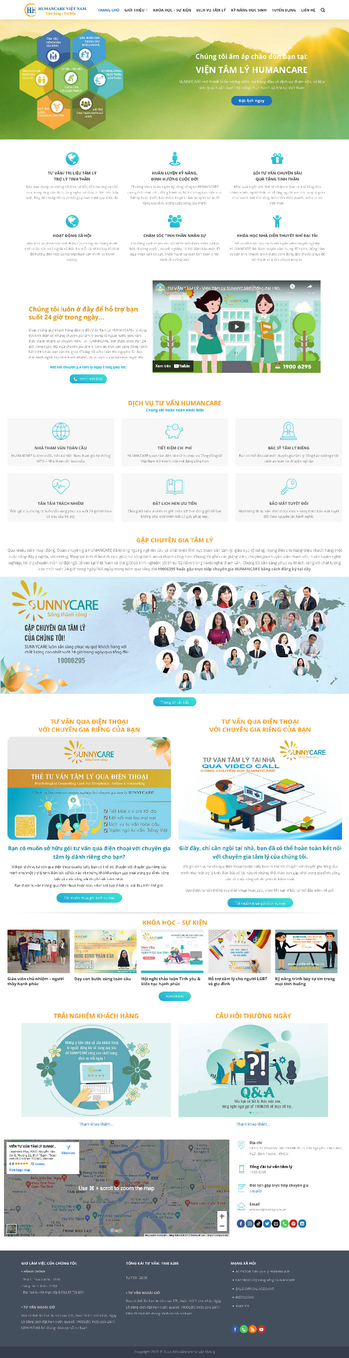 Ảnh chụp toàn trang giao diện website trung tâm tư vấn tâm lý D1679