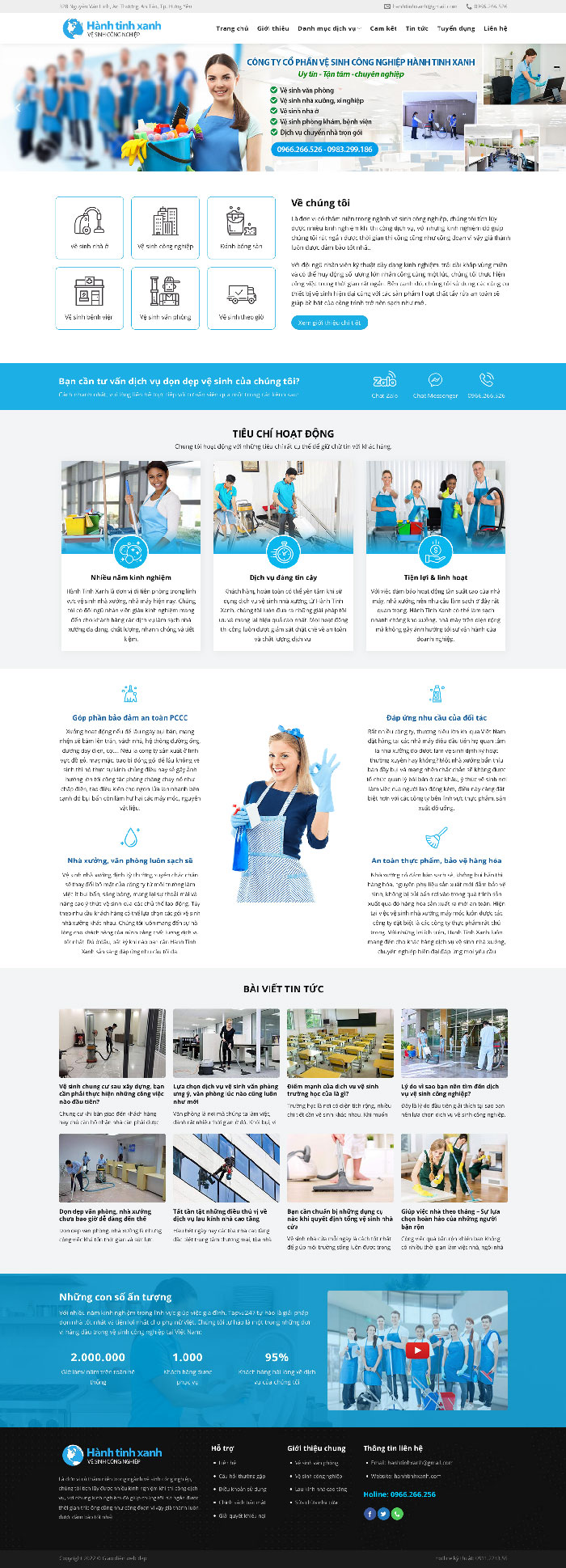 Ảnh chụp toàn trang giao diện website vệ sinh công nghiệp D1798