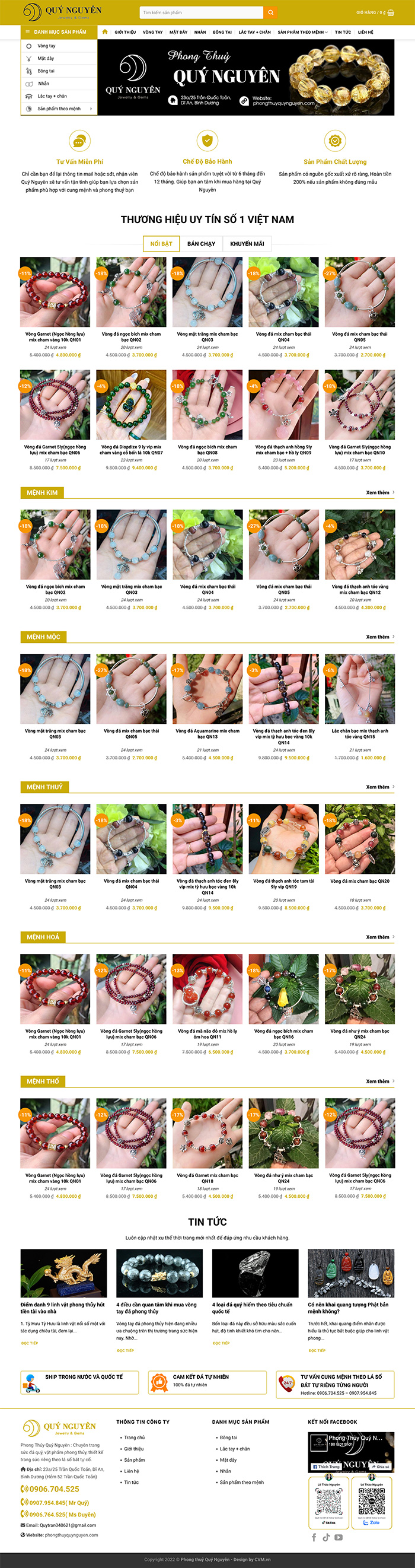 Ảnh chụp toàn trang giao diện website trang sức phong thuỷ H1544