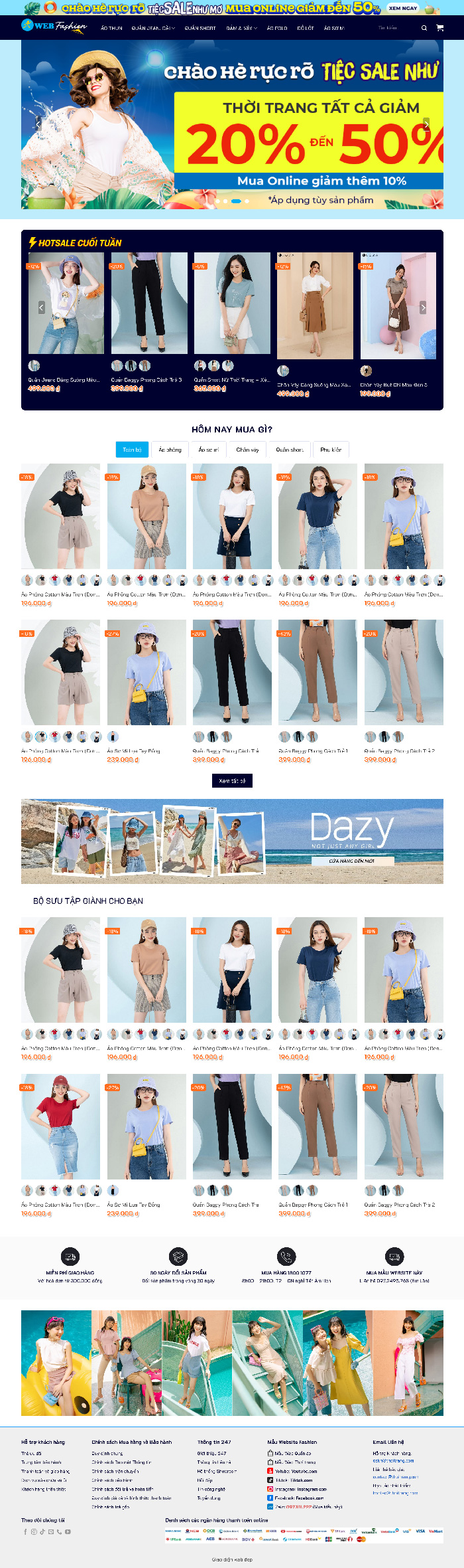 Ảnh chụp toàn trang giao diện website bán hàng thời trang nữ H1211