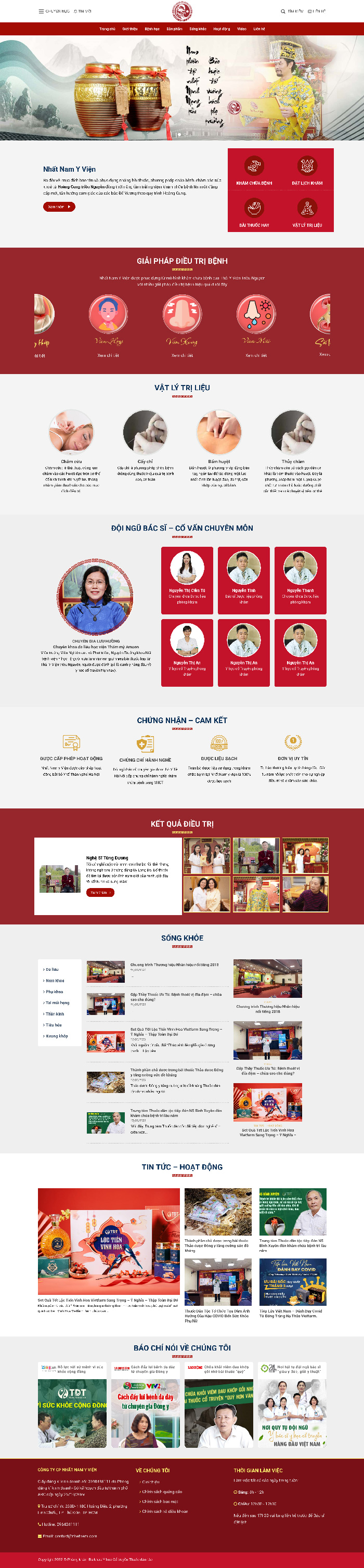 Ảnh chụp toàn trang giao diện website phòng khám y học cổ truyền D1799
