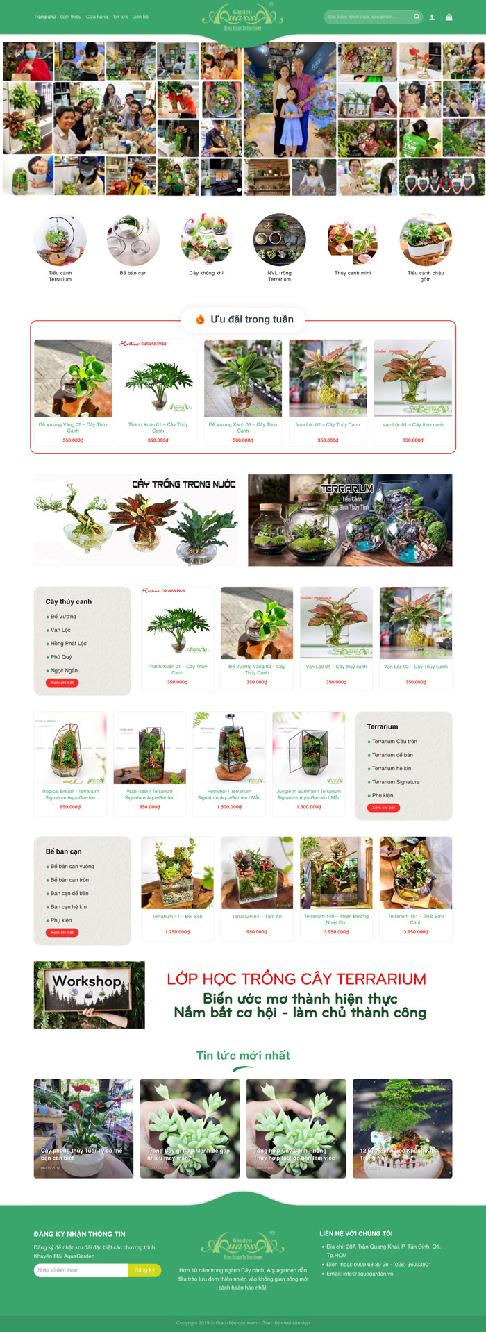Ảnh chụp toàn trang giao diện website bán cây xanh, cây cảnh H1229