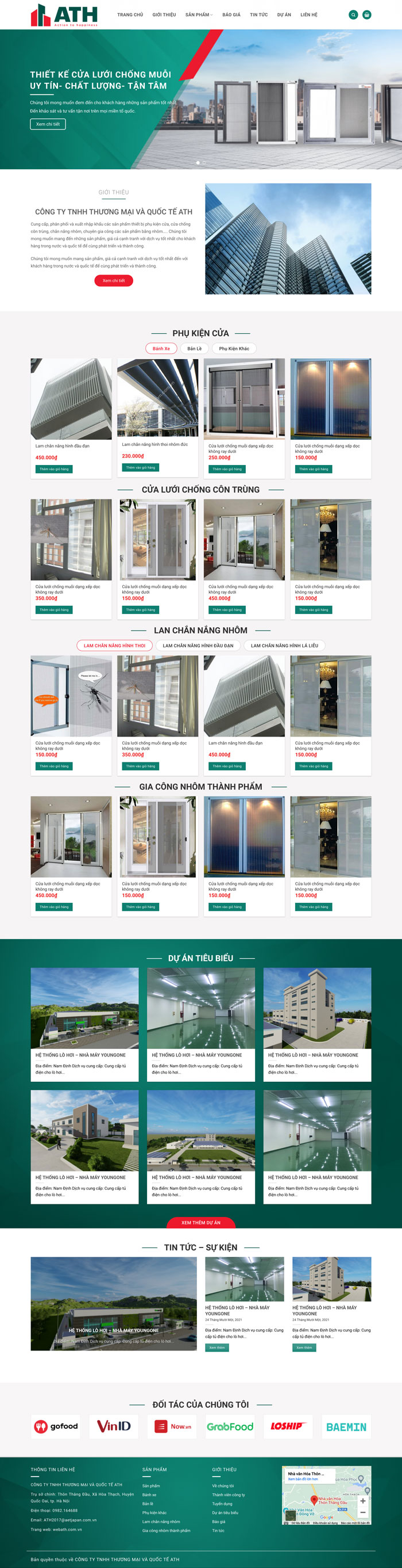 Ảnh chụp toàn trang giao diện website bán cửa lưới chống muỗi H1216