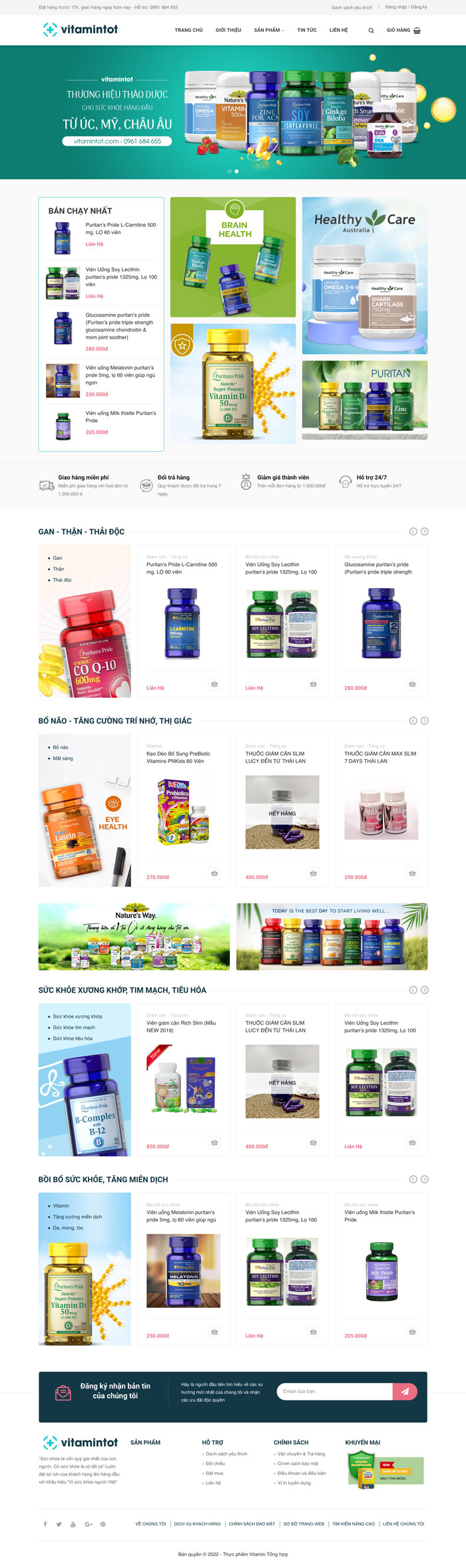 Ảnh chụp toàn trang giao diện website bán thảo dược H1218