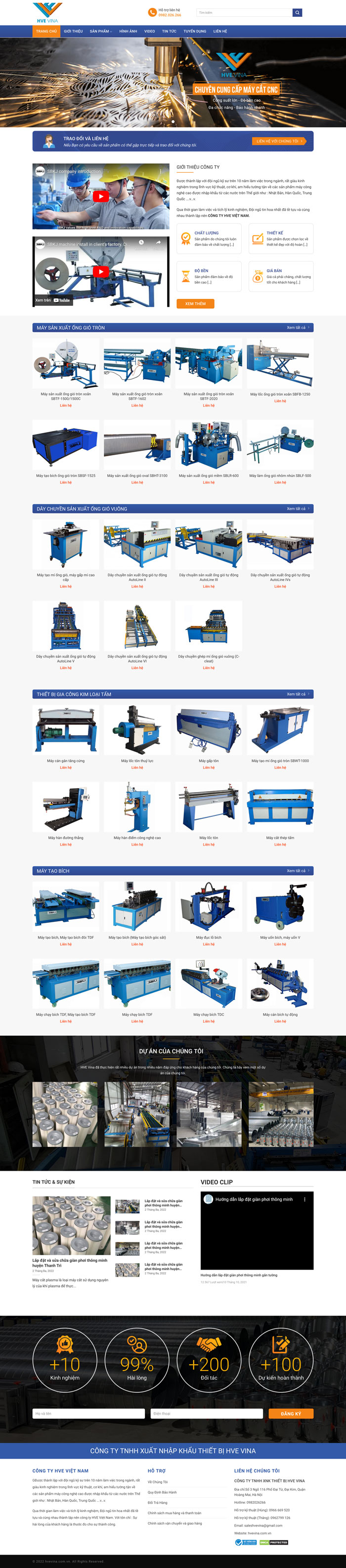 Ảnh chụp toàn trang giao diện website bán máy cơ khí D1806