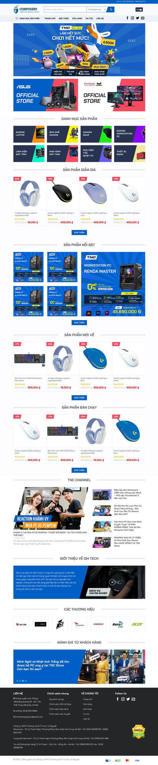 Ảnh chụp toàn trang giao diện website bán máy tính H1227