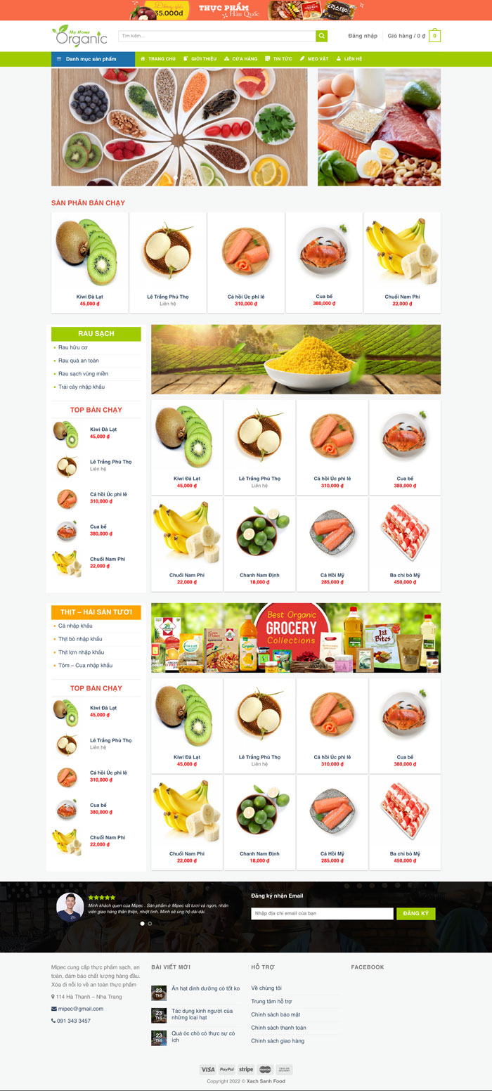 Ảnh chụp toàn trang giao diện website bán rau củ quả H1262