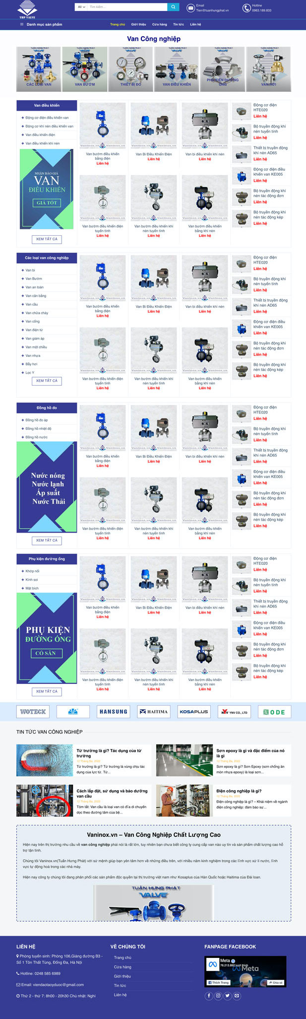 Ảnh chụp toàn trang giao diện website bán van inox H1228