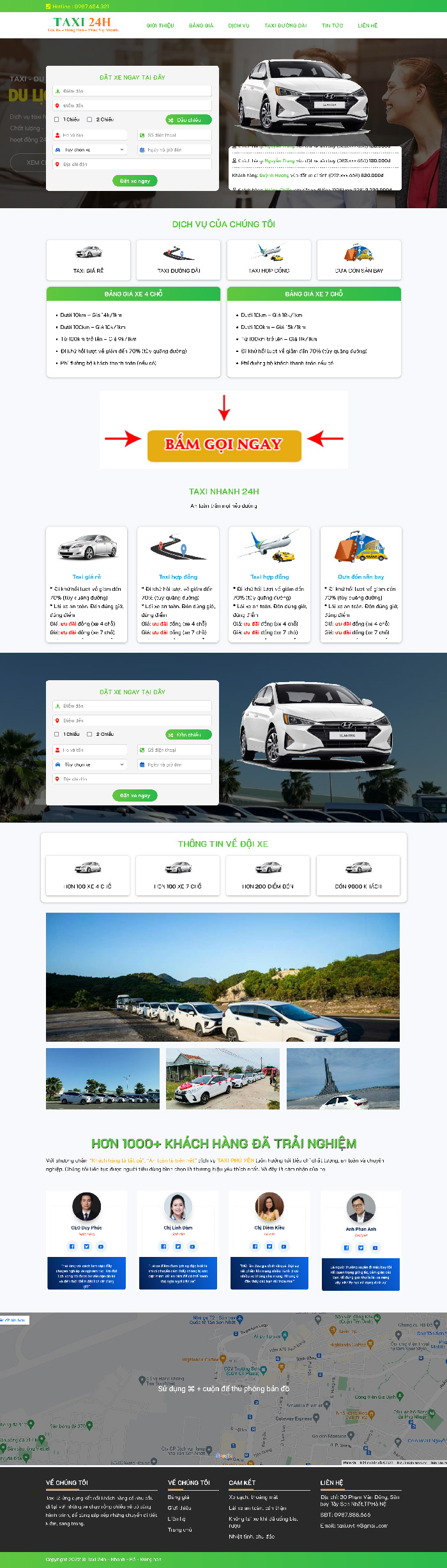 Ảnh chụp toàn trang giao diện website cho thuê xe du lịch, đặt taxi D1801
