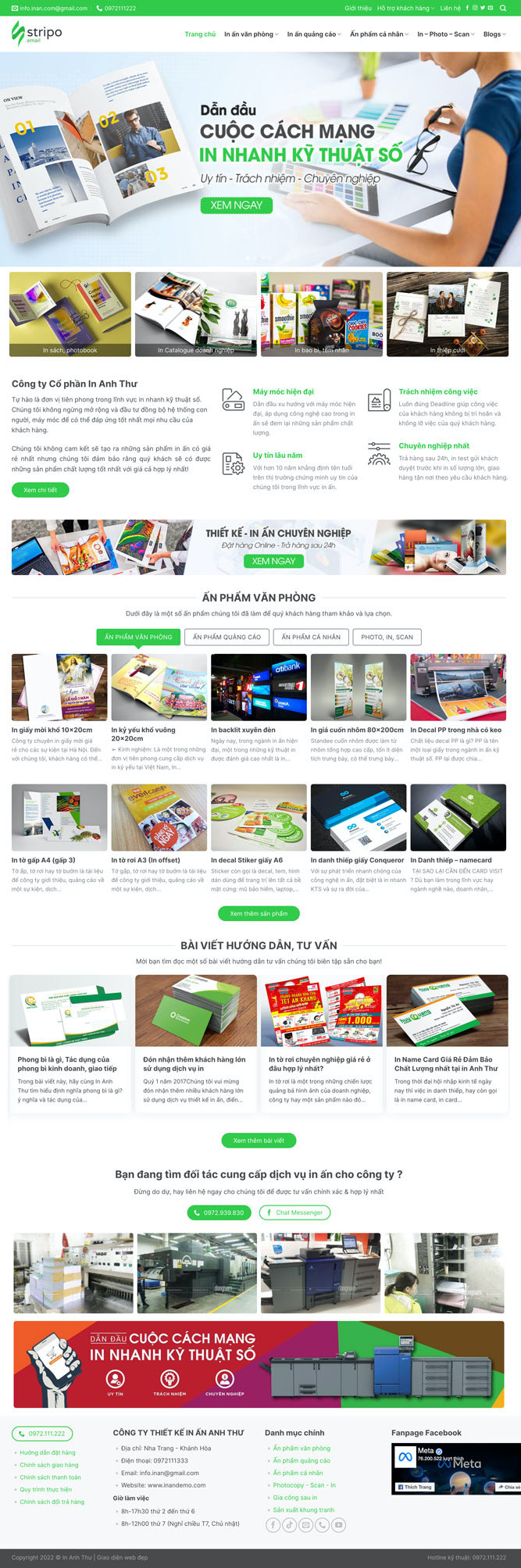 Ảnh chụp toàn trang giao diện website công ty in ấn D1804