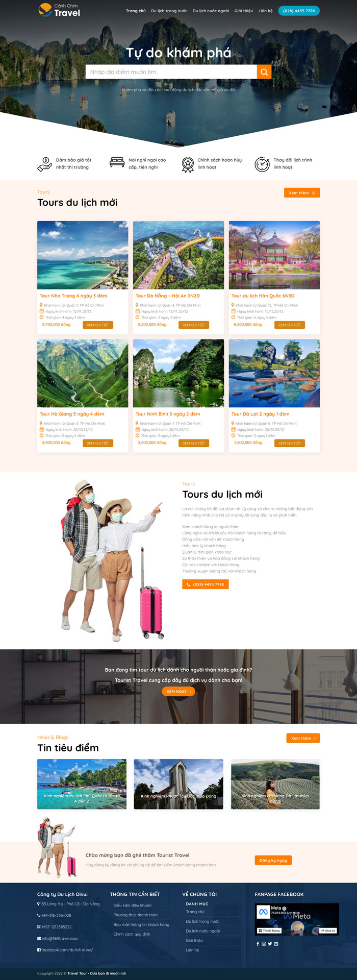 Ảnh chụp toàn trang giao diện website đặt tour du lịch H1225