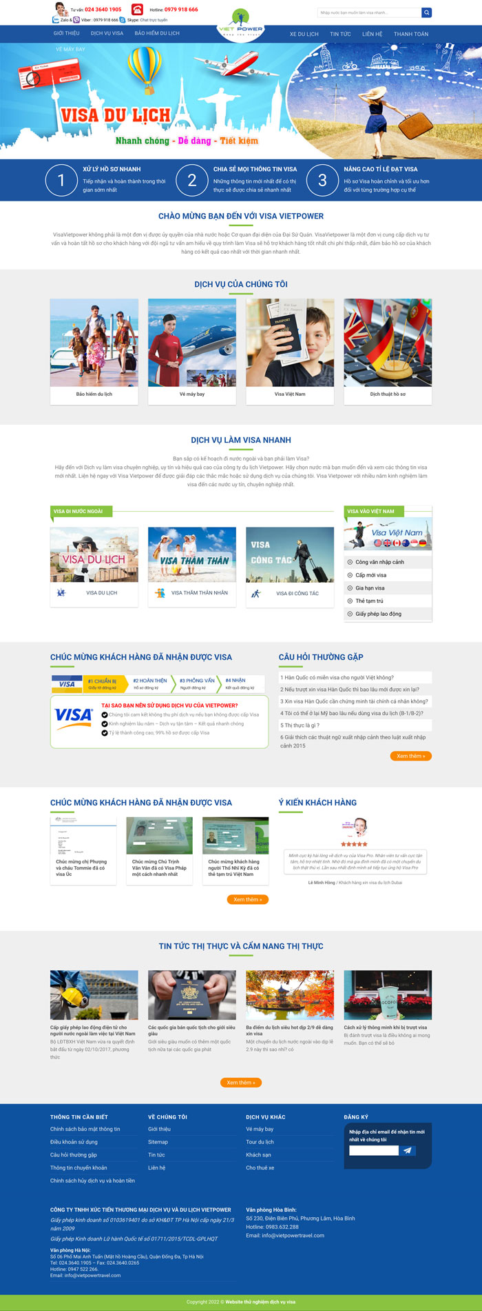 Ảnh chụp toàn trang giao diện website dịch vụ làm visa D1840